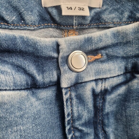 NEW GOOD AMERICAN Good Legs Skinny Jeans Indigo Blue Frayed Ankle Size 14 32/29 - Picture 7 of 8